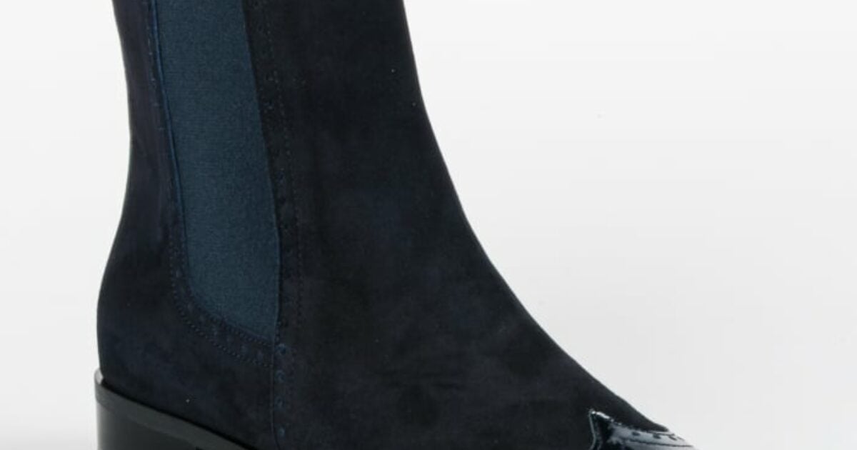 Lilian Dames Enkellaarsjes Blauw sue garn hak bootie cm | Van den Assem